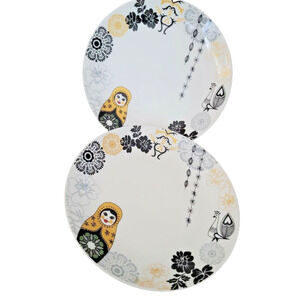 Set 2 GVD Flierdt PPD Germany PLATES Russian Dolls Black White Peacock Asian